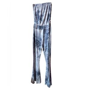J for Justify Strapless Tie-Dye flared, bell-bottom leg tube-top Jumpsuit
